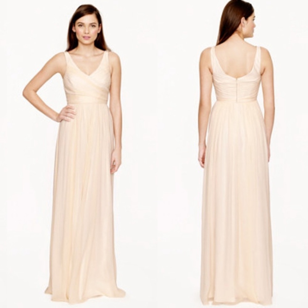 J. Crew Heidi Silk Chiffon Full Length Formal Gown